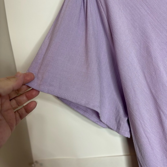 Heatherly Women’s 2X Purple Button-Down Top Tie Back Short Flutter Sleeves Mauve - Picture 5 of 11